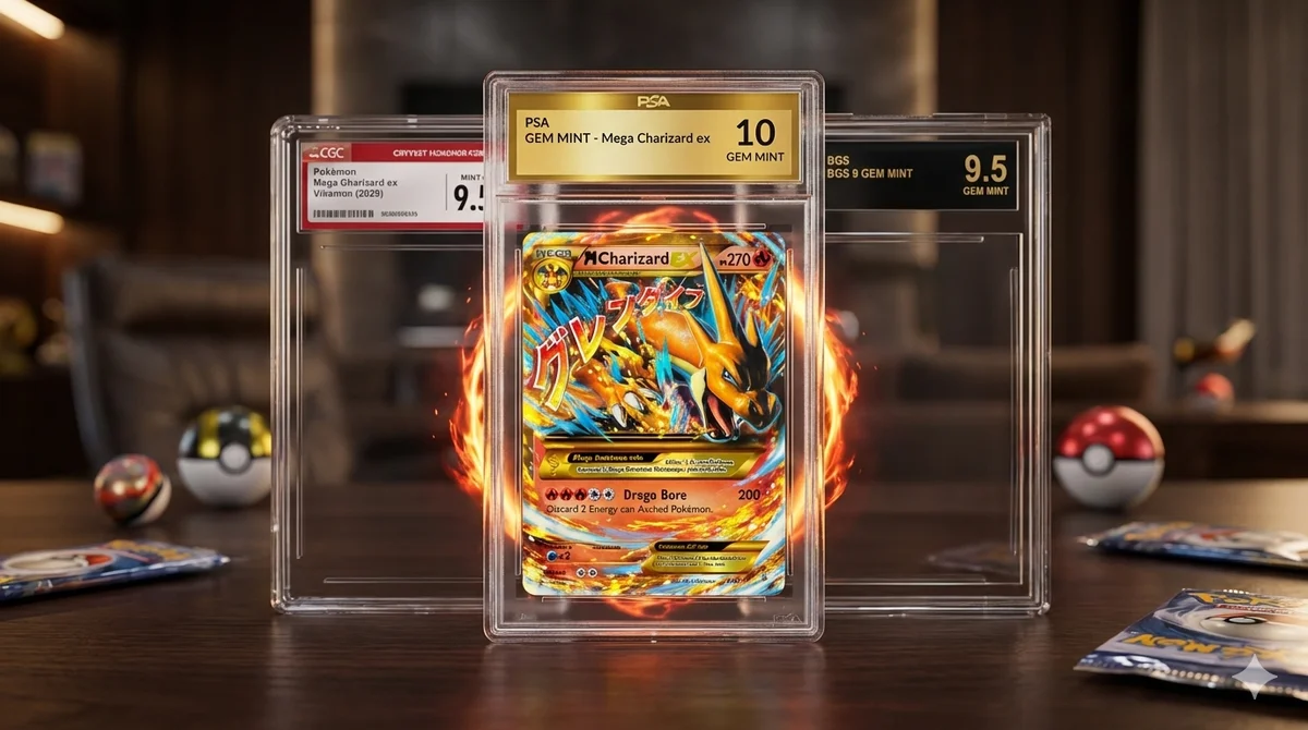 Comparison of PSA, BGS, and CGC graded Pokémon cards side by side