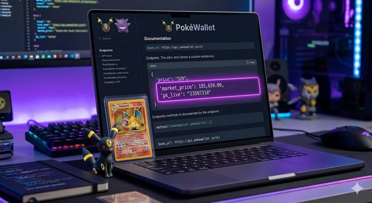 Developer building a real-time Pokémon card price monitoring dashboard using PokéWallet API