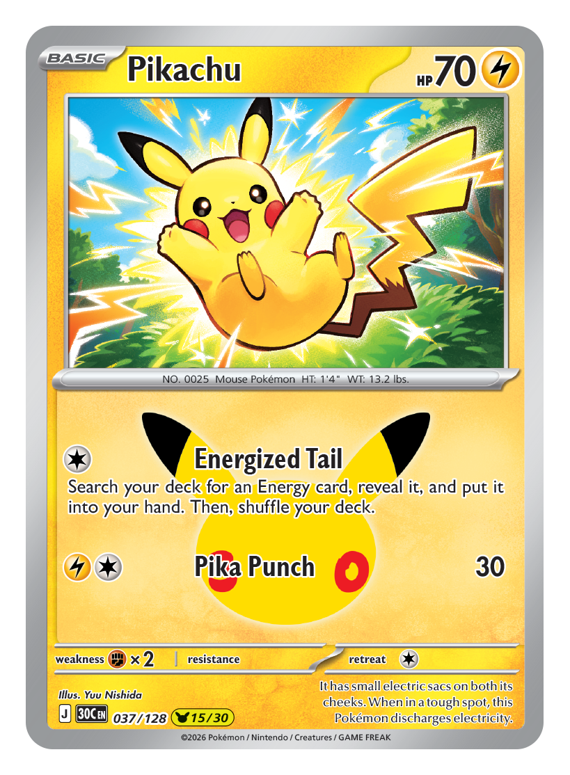 30th Celebration Pikachu card 037