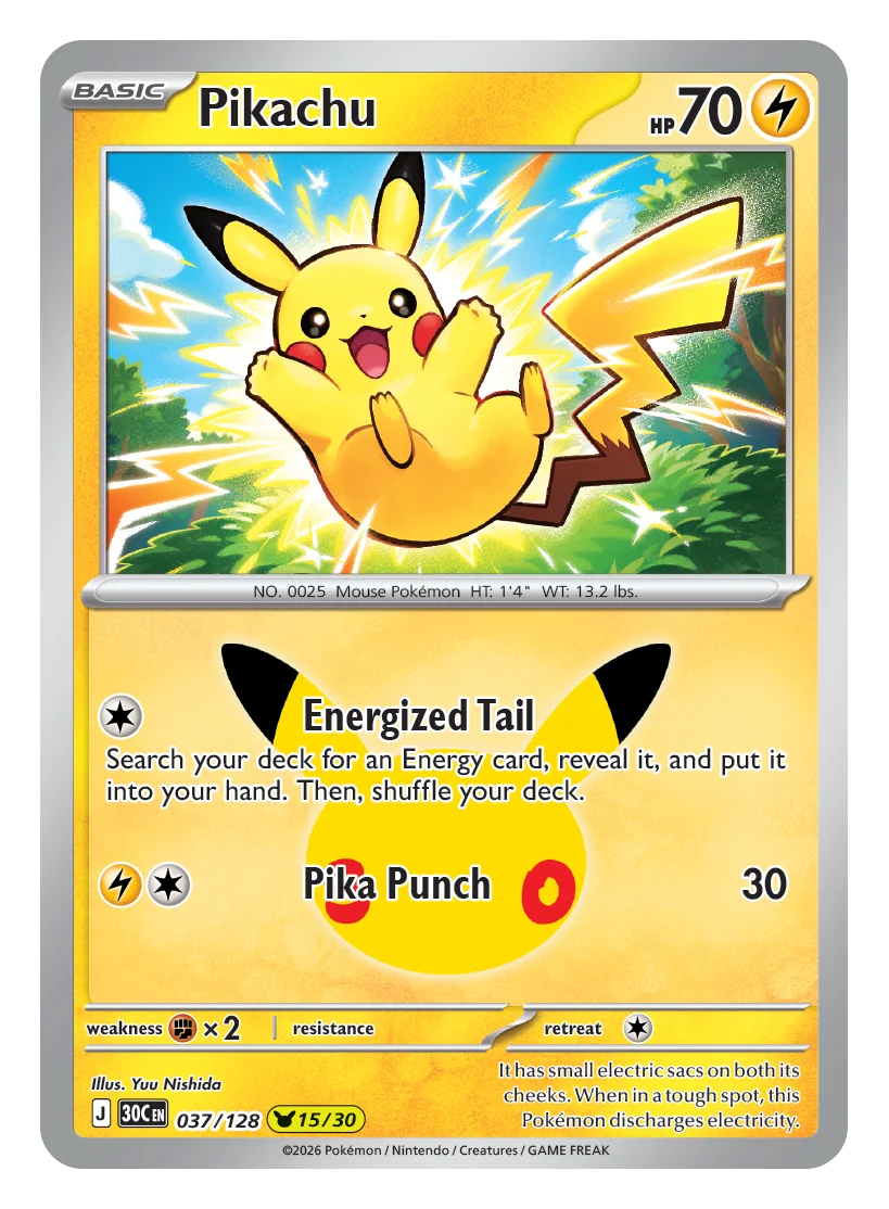 30th Celebration Pikachu card 037